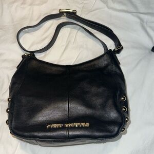 Juicy Couture Black Leather Gold Studded Shoulder Bag EUC